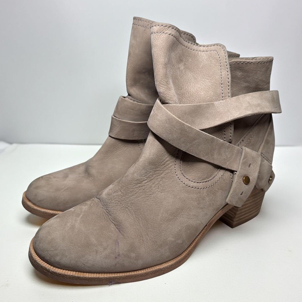 UGG "ELORA" CHESTNUT SUEDE ANKLE WRAP BOOTIES SIZE US 7 EUC